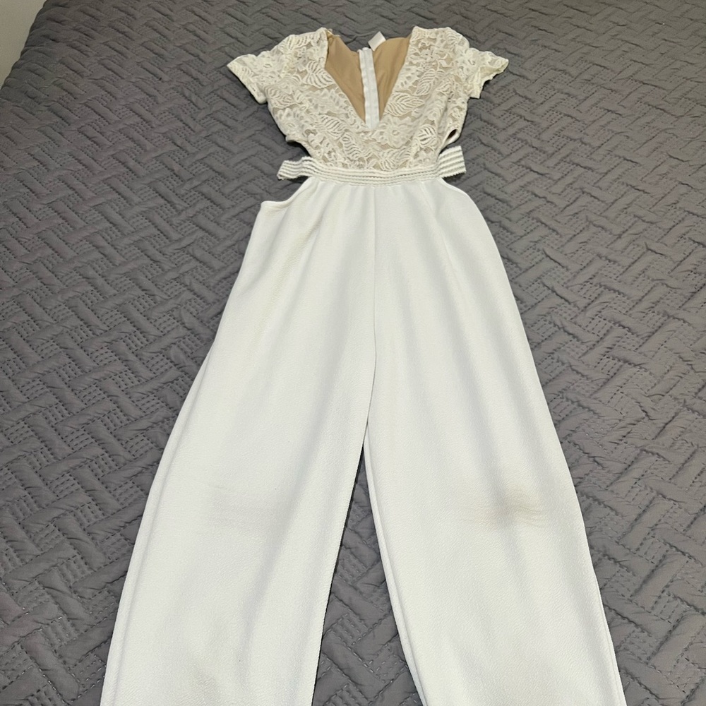 White cutout jumpsuit
